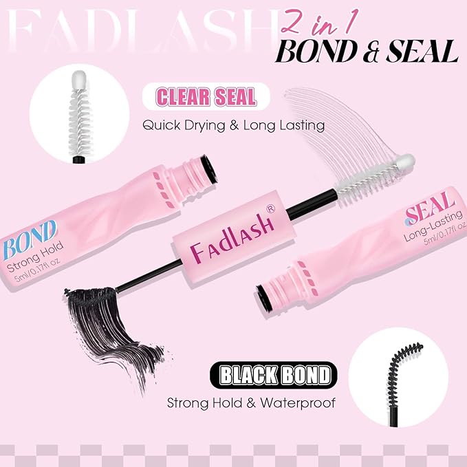 FADLASH Lash Extension Kit Fluffy Lash Clusters 0.07 D Curl Mixed Tray Wispy Eyelash Clusters with Lash Bond and Seal Lash Tweezer Diy Lash Clusters Kit for Beginners at Home(C3-0.07D, 8-16mm Kit)