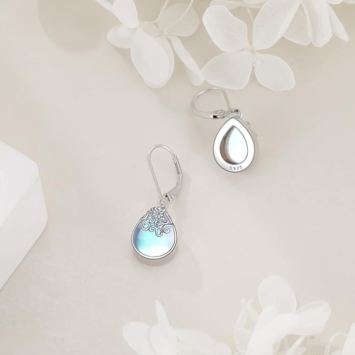 POPLYKE Celtic Filigree Teardrop Drop Dangle Earrings Sterling Silver Leverback Earrings Jewelry for Women