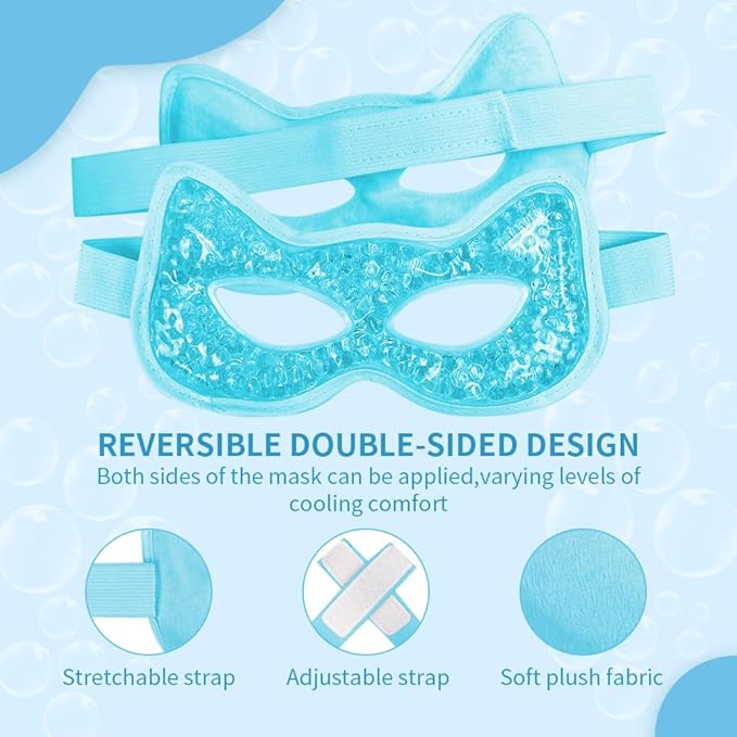 CONBELLA Cooling & Heating Eye Mask - Hot/Cold Use for Puffy Eyes, Headaches, Migraines, Sinus & Dark Circles (2 Packs Blue)