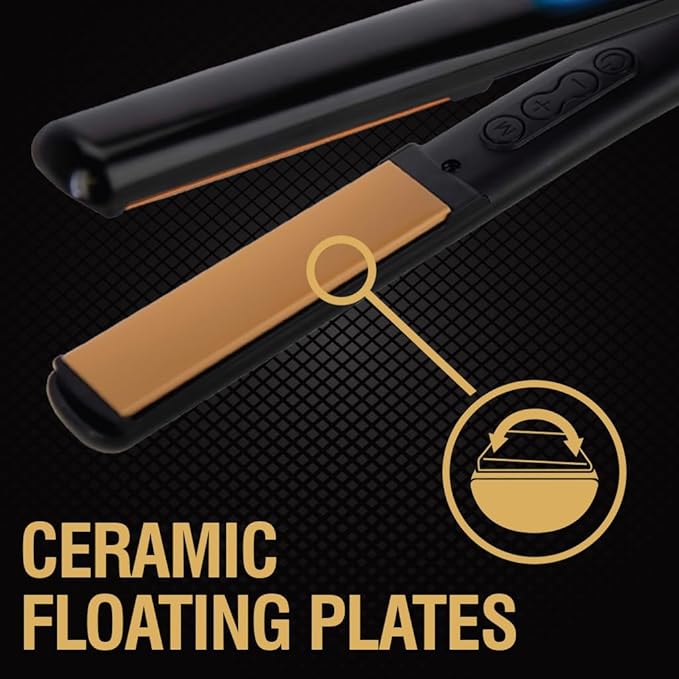 CHI Original Digital Ceramic Hairstyling Iron, Hair Straightener Delivers Shiny, Smooth Results, Even Heat for Less Damage, 1" Iron, Piano Black