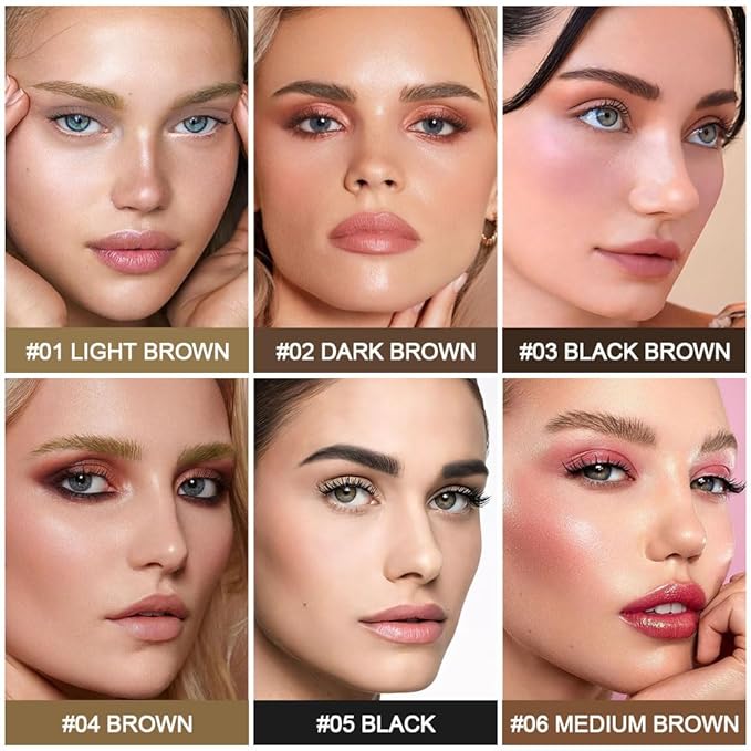 evpct 2Pcs Dark Light Brown Magic Microblading Dual-Ended Eyebrow Contouring Pen Brow Pencil, with 4 Brush Micro-Fork-Tips Applicator and Precise Brush-Tip Hair Like Strokes, Dual-ended Eyebrow Brush
