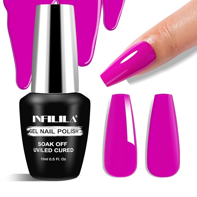 NXJ INFILILA Purple Gel Nail Polish, 15ml Light Purple UV LED Gel Polish One-Stroke Coloring, Hema Free Lavender Color High Gloss Soak Off UV Manicure Salon DIY for Girls SX0127