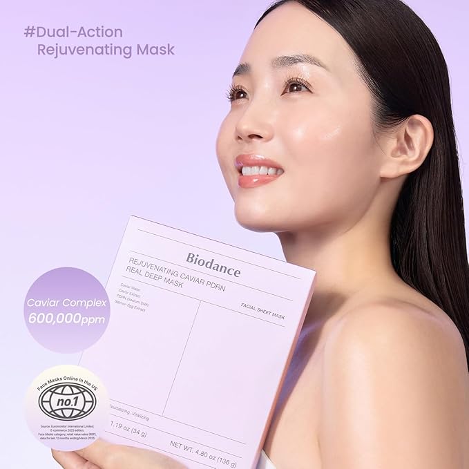 BIODANCE Rejuvenating Caviar PDRN Real Deep Mask, Overnight Hydrogel Mask, Skin Firming & Radiance Boost, Enhancing Recovery for All Skin Types, Korean Skin Care, Gifts for Women | 1.19oz(34g) x 4ea