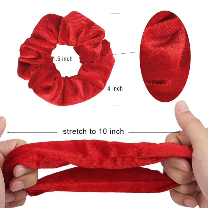 Didder 20 Pcs Solid Color Red Velvet Soft Hair Scrunchies Hair Ties for Women Girls Hair Accessories for Gift
