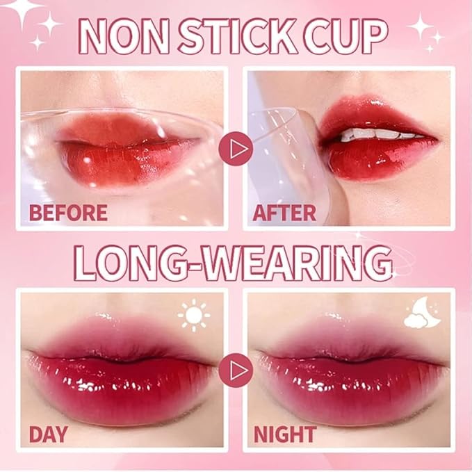 10 Colors Lip Stain Tint Set, Korean Lip Gloss for Women, Watery Mini Liquid Lipstick Long lasting, Lightweight, Multi-Use Lip and Cheek Tint, High Pigment, Vivid Color Lip Makeup