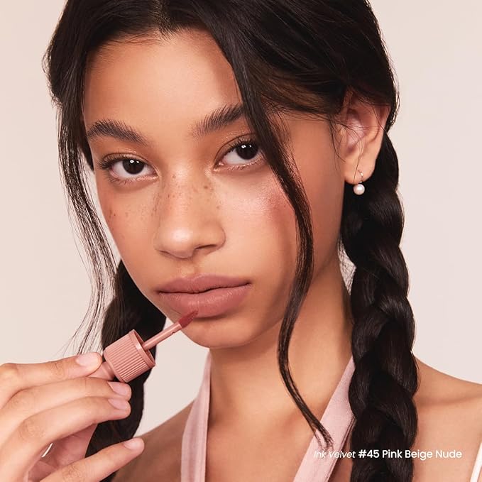 Peripera Ink the Velvet Lip Tint - High Pigment Color, Longwear, Weightless, Gluten-Free, Paraben-Free (045 PINK BEIGE NUDE)