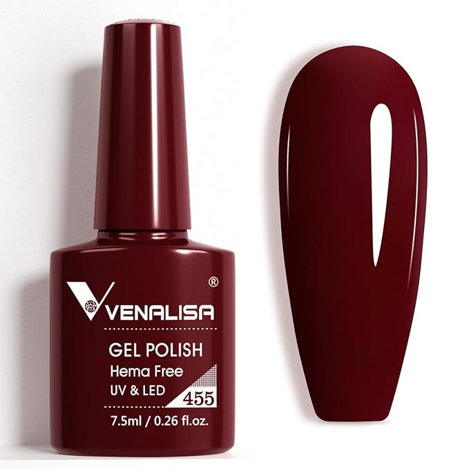 VENALISA Burgundy Red Gel Polish 1 Pcs Dark Red Color Fall Gel Nail Polish Soak Off UV Gel DIY at Home Manicure Salon Nail Art For Girls Women
