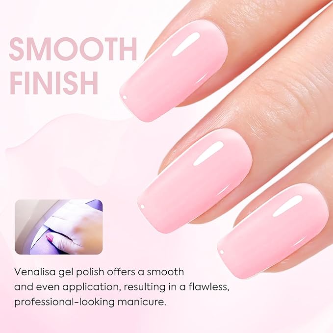 VENALISA Pink Gel Nail Polish 1 Pcs 12ml Light Pink Color Gel Polish Soak Off UV Salon Manicure DIY at Home Nail Art For Girls Women