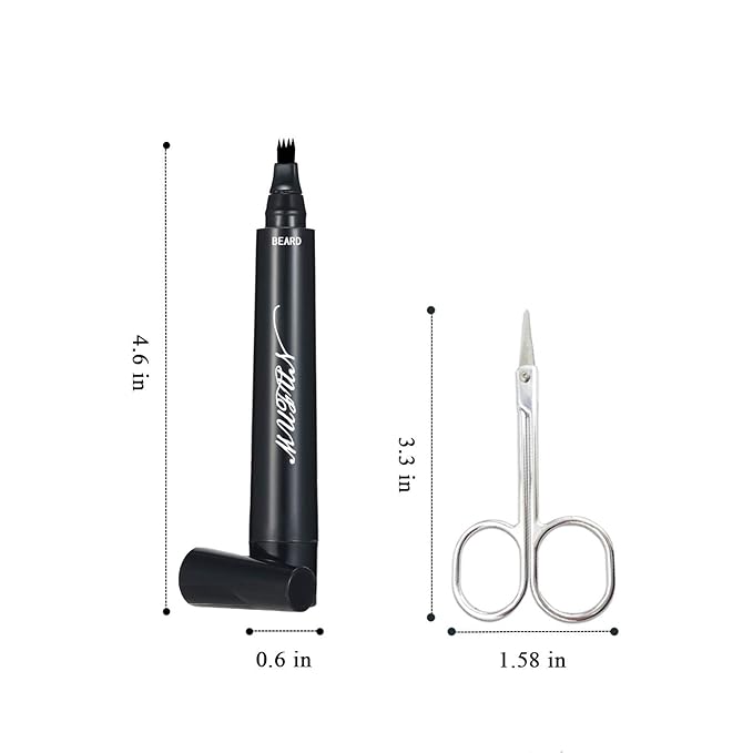 2PCS Beard Pencil Filler for Men - Sweat Proof, Water Resistance, Long Lasting & Natural Finish barber Pencil, Mustache Repair Shape(BLACK)