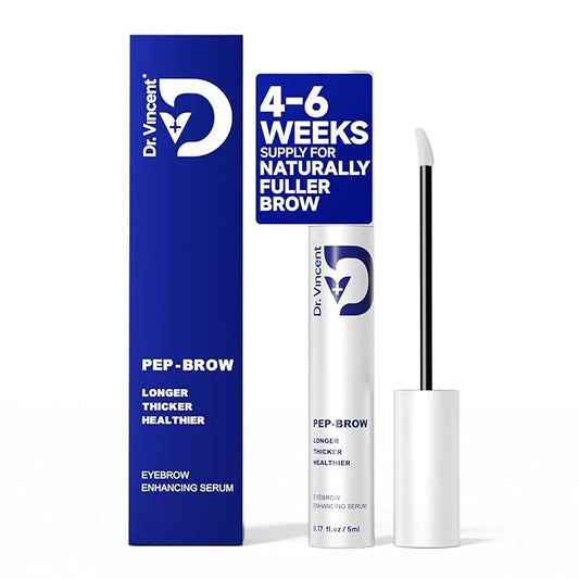 Dr Vincent Eyebrow Growth Serum with Biotin Peptides, 2.3× Absorption Advanced Formula for Naturally Fuller, Thicker, Stronger Brows, Vegan Cruelty-Free, 0.17 Fl Oz (5mL)