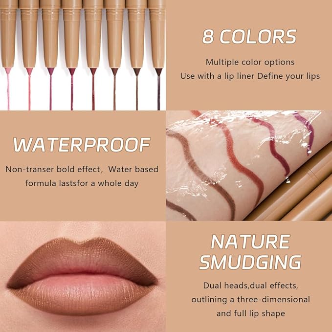 Waterproof Matte Lip Liner Pencil with Silicone Smudger – Long-Lasting Retractable Velvet Crayon, Define & Sculpt Lips, Vegan & Cruelty-Free, Perfect for Work, Date, Party & Travel (06#, pack of 1)