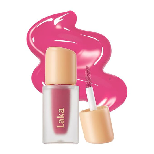 Laka Fruity Glam Lip Tint Mini, 1.9g/0.07oz, Glowing Lip Stain with Wide Color Spectrum, Hydrating & Lightweight Texture, Long-Lasting Bold Stain, Non-Sticky, Vegan, K-Beauty (#105 Cold)