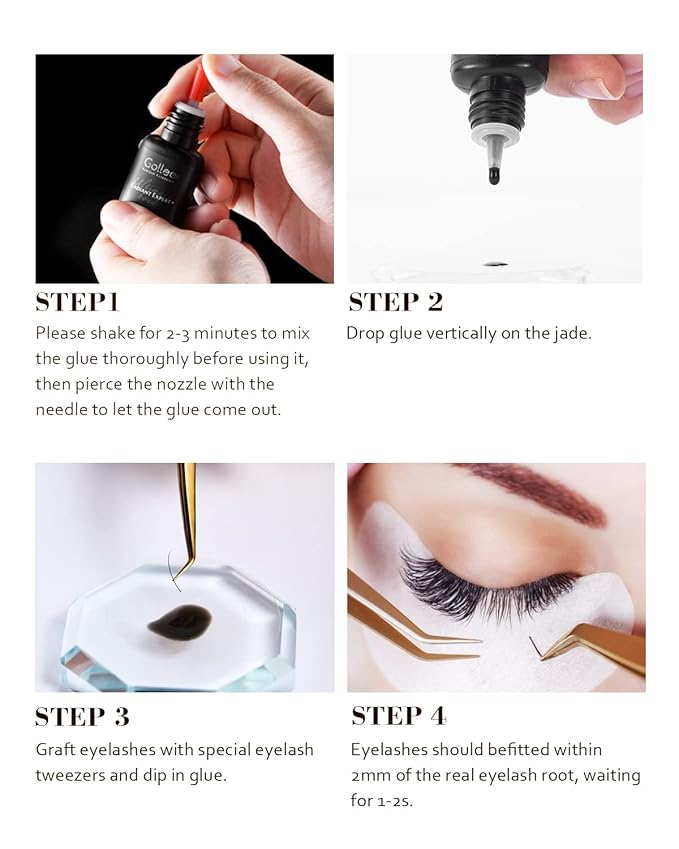 Eyelash Extension Glue 0.5 Sec Fast Drying/Retention -8 Week /(0.17fl.oz / 5ml) Eyelash Glue Waterproof Lash Extension Semi-Permanent Extensions Black Adhesive Supplies for Professional USE ONLY