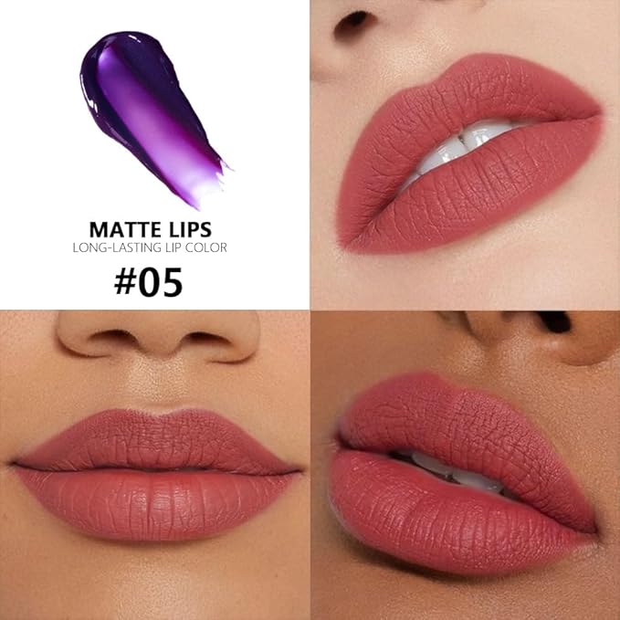 evpct Brownish Red Peel Off Lip Stain Tints with Tweezer, Matte Liquid Lipstick Lip Stain Long Lasting Waterproof for Women Non-stick Cup Lipstick Peel Off High Pigmented Smudge-proof Easy Apply, 05#