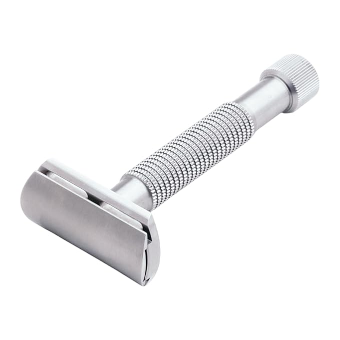 Rex Supply Co. Envoy XL Stainless Steel Double Edge Safety Razor – Long Handle 3-Piece Razor | Made in USA | Premium Fixed Blade Wet Shaving Razor for Men | Smooth, Comfortable & Close Shaves