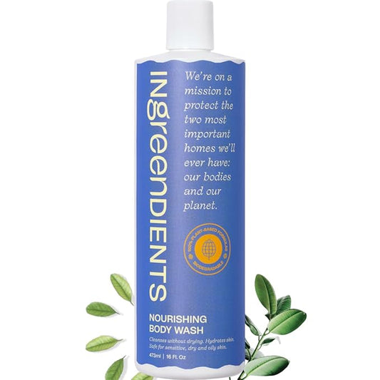 Ingreendients Moisturizing Body Wash For Sensitive, Dry & All Skin Types - pH Balanced, Natural, Organic, Non-Toxic, Vegan, Sulfate-Free, Paraben-Free, Gluten-Free (16 FL. OZ)