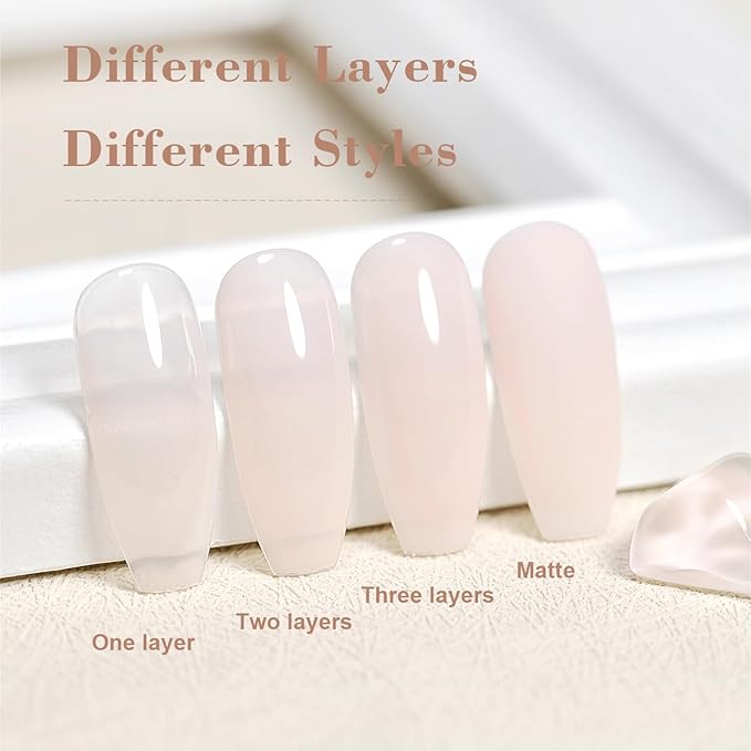 RARJSM Nude Gel Polish Pale Pink Neutral Nude Colors Skin Tone Light Pink Gel Nail Polish 15ml Single Bottle Sheer Jelly Transparent Polish Soak off UV LED Cured for Home Salon DIY French Manicure