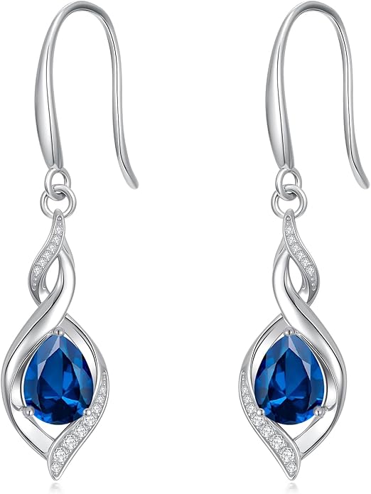 HPQQ Birthstone Earrings for Women 925 Sterling Silver Infinity Love Jewelry Valentines Day Birthday Gifts for Her Mom Wife Girlfriend
