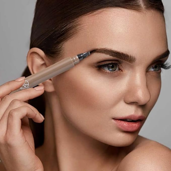 2026 Upgraded Magic Eyebrow Contouring Pencil, 3D Waterproof Microblading Eyebrow Pencils for Women, 4 Tipped Precise Medium Fine Brown Black Eye Brow Pen for Natural Makeup Eyebrow (light brown 2PCS)