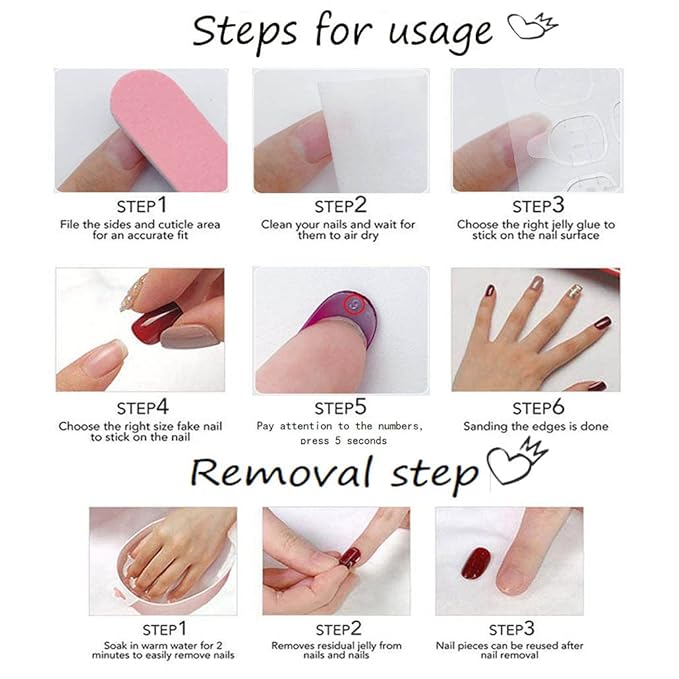 Foccna Press on Nails Long Rhinestone Pink Fake Nails Square Bling Glossy 3D Flower Artificial Nails Finger Manicure for Women and Girls-24pcs (Long Nails 5)