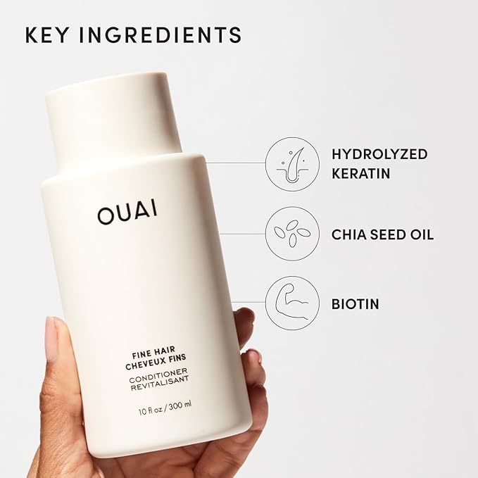 OUAI Fine Hair Conditioner Refill - Volumizing Conditioner Made with Keratin, Biotin and Chia Seed Oil - Adds Softness, Bounce and Volume - Free from Parabens, Sulfates, and Phthalates (32 Oz)