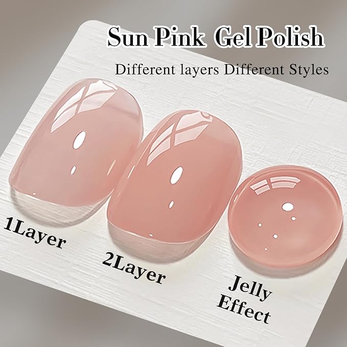 Double Rhythm Gel Polish Translucent Sheer Neutral Natural Light Milky Same Color Same Bottle 15ML Jelly Polish Art DIY at Home (Milky Light Nude-A1383)