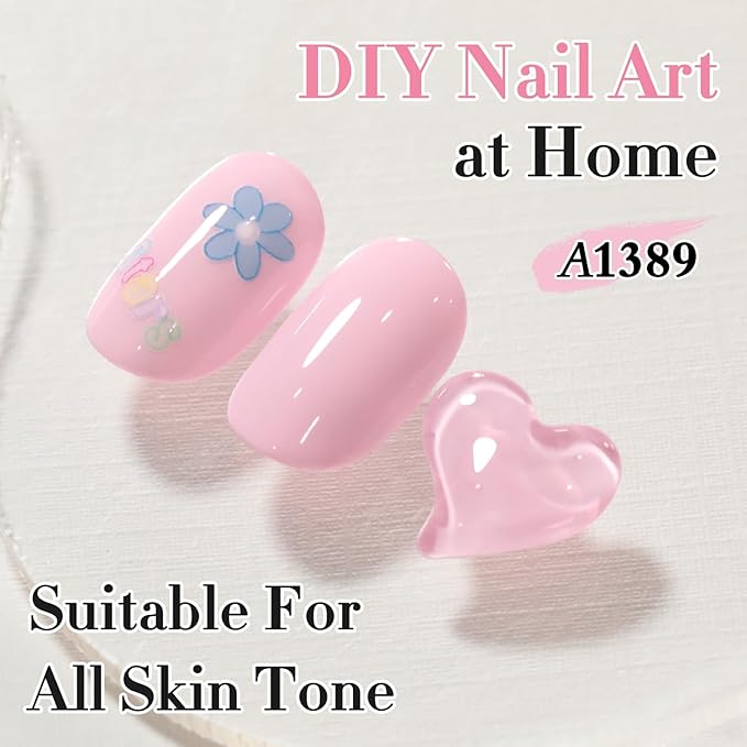 Double Rhythm 0.50 OZ Gel Polish Hema Free Same Color Same Bottle Golden Round Translucent Neutral Natural Milky 15 ML Jelly UV Polish Art DIY at Home (Light Pink-C1389)