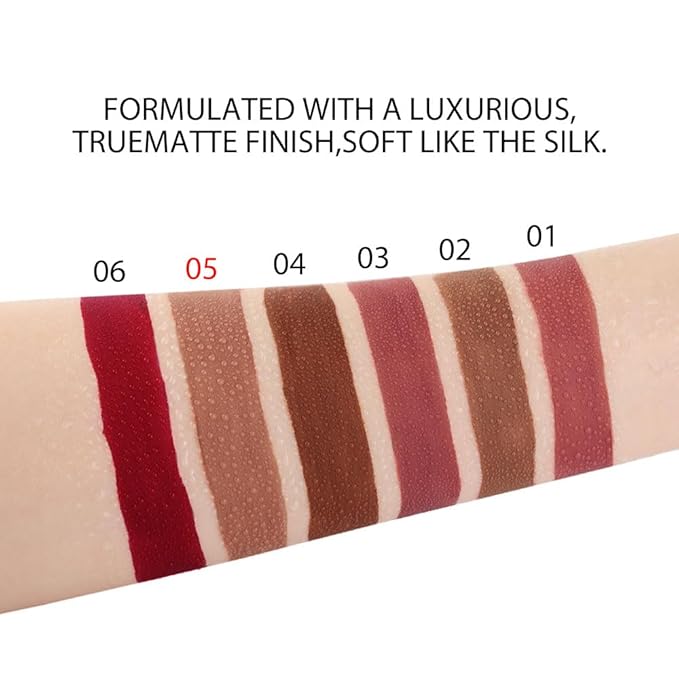 evpct 1Pcs Light Nude Brown Matte Liquid Lipstick Lip Gloss Glossy Set for Black Women 24 Hour Silky Velvet Lipstick labiales matte larga duracion mate 24 horas originales 05#