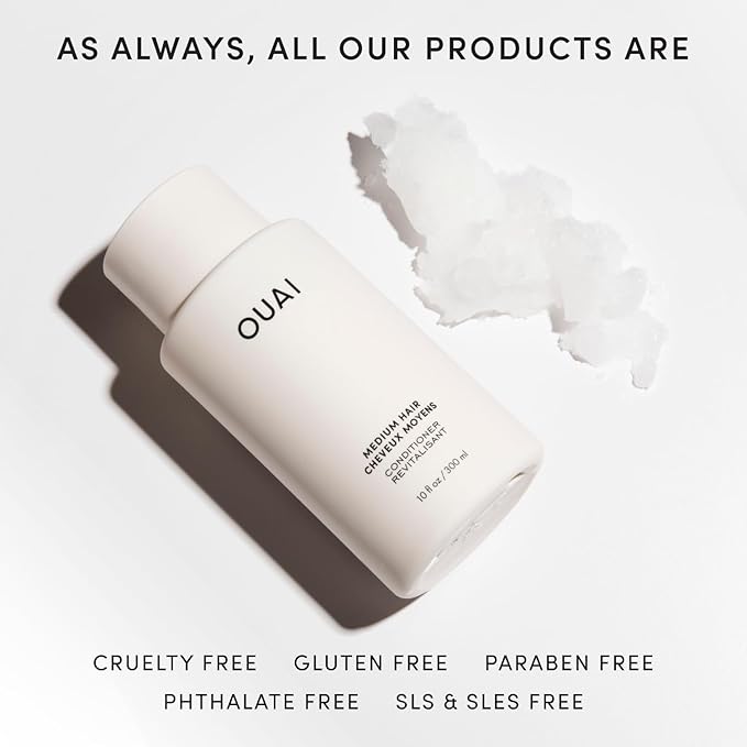 OUAI Medium Conditioner - Hydrating Hair Conditioner with Coconut Oil, Babassu Oil, and Keratin - Strengthens, Repairs and Adds Shine - Paraben and Phthalate Free Hair Care Products (10 Oz)