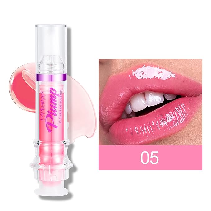 Erinde Natural Spicy Lip Plumping Booster & Ultra-Hydrating Plump Lip Plumper, Glossy Finish Fuller Lip Plumping Lip Gloss for Women Girls, 05#
