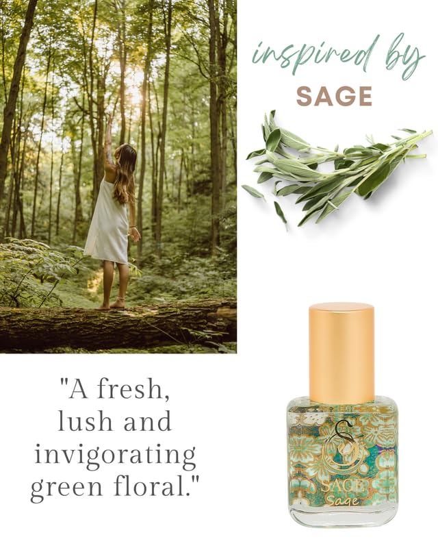 The Sage Lifestyle Sage Roll On, Oil, Extract, Cucumber, White Sage, Tonka Bean, Sweet Pea, Egyptian Musk, Perfume for Women, Fresh Clean Fragrance, Parfum, 1/4 oz, Travel Size, Mini Perfume for Women