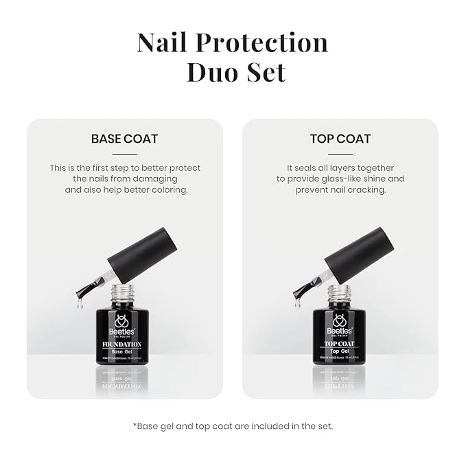 Beetles Gel Nail Polish Set - 4Pcs White Black Gel Polish Set with No Wipe Top & Base Coat Nail Polish Set Soak Off UV LED Lamp Manicure Salon DIY Home Valentines Gifts for Her Women