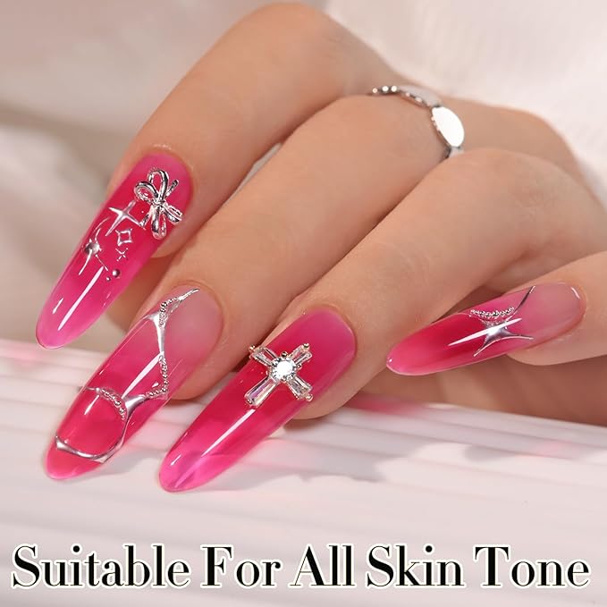 Double Rhythm 0.5 Oz Jelly Gel Polish Same Color Same Bottle Sheer Neutral Natural Light Milky Pastel 15ML Translucent Polish Art DIY at Home (Fuchsia Red-A1611)