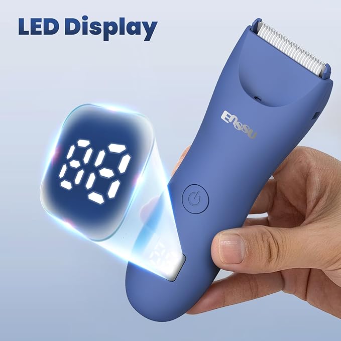 ENSSU Manscape Trimmer for Men, IPX7 Waterproof Body Hair Trimmer with Ceramic Blade & Spotlight, Rechargeable Electric Groin & Pubic Hair Trimmer, Wet or Dry Use Body Groomer for Legs/Chest