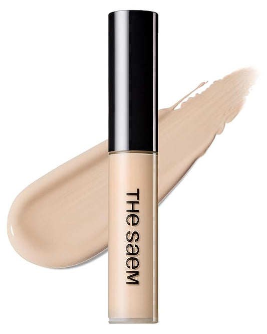 THESAEM Cover Perfection Tip Concealer 0.2 fl.oz. - 1.25 Light Beige Warm Beige for Light Skin Tones 20-21 - High Coverage Long Lasting Concealer - Korean Makeup for Dark Circles & Blemishes