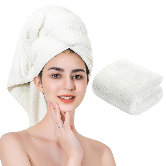 Laojbaba Microfiber Hair Towel Quick Dry Hair Towel Hair Drying Towels Suitable for All Kinds of Hair Ultra Absorbent Long and Thick Hair 24X48inch White (1pcs)