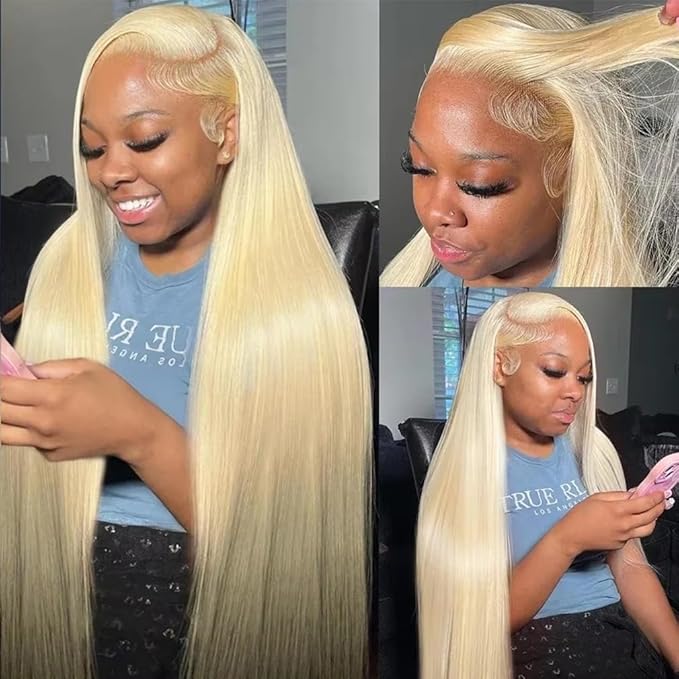 613 Hair Bundles Straight Hair Bundles Blonde Human Hair Bundle 20 22 24 Inch Unprocessed Brazilian 613 Straight Human Hair Bundles Extensions for Women