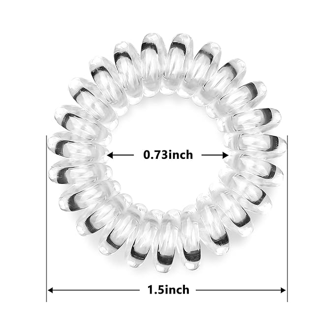 18pc Spiral Hair Ties for Women – Clear hair ties ties No Damage, Clear elastic hair ties and Thin Hair – Creaseless and Dent-Free Coil | Ideal Gifts for Women Set. (elastic hair ties)
