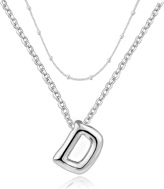 PANSHI Gold Initial Necklaces Gifts for Teen Girls Women Girlfriend Teen Girl Gifts Trendy Stuff Layered Bubble Letter Necklace Gold Jewelry Birthday Gift