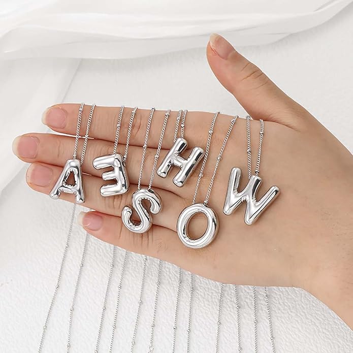 PANSHI Gold Initial Necklaces Gifts for Teen Girls Women Girlfriend Teen Girl Gifts Trendy Stuff Layered Bubble Letter Necklace Gold Jewelry Birthday Gift