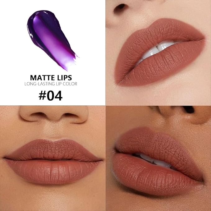 FAFAMOON Neutral Brown Peel Off Lip Stain Tints, Liquid Lipstick Lip Stain Long Lasting Waterproof for Women, Non-stick Cup Lipstick Peel Off Highly Pigmented Not Faded Smudge-proof Easy to Apply, 04#