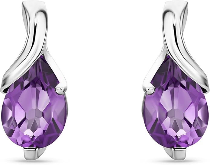 Orovi 0.40Inch 14K Gold Earrings for Women in 14K White Gold/Yellow Gold 585 with Pear-Shape Rubies/Sapphires/Emeralds/Blue Topaz/Amethysts Gemstones, Handmade Jewelry for Women, Dangle Earrings