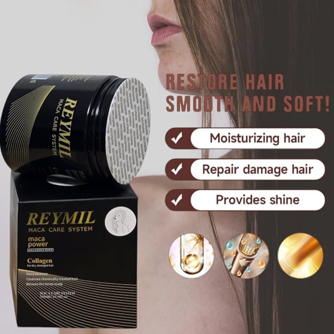 REYMIL Collagen Hair Mask - Deep Conditioning Treatment with Argan Oil - Repairs Dry & Damaged Hair, Softens & Adds Shine, and Fights Frizz - For All Hair Types - 500ml / 16.9 oz