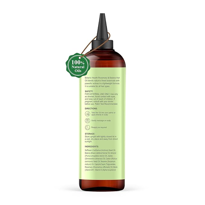 Botanic Hearth Hair Oil for Hair Growth & Hair Relaxer | Strengthening Dry, Frizzy, Damaged Hair & Scalp Treatment | Rosemary & Batana Hair Oil – 6.7 Fl Oz