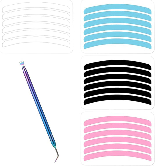 25PCS Lash Lift Rods Ribbon Kit, 24 Pcs Reusable Silicone Eye-Lash Lift Pads Perm Ribbon Eyelash Lifting Tape with 1pc Stainless Steel Lash Separator Tool