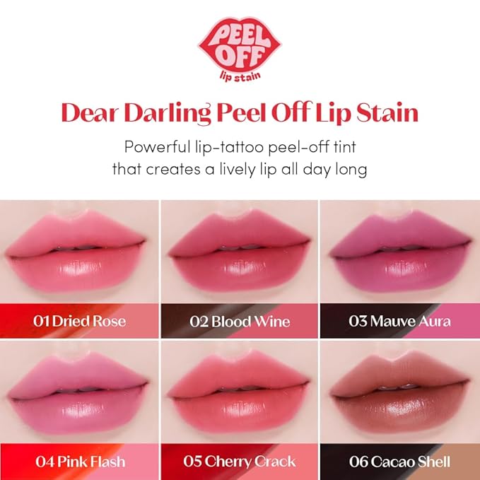 ETUDE Dear Darling Peel Off Lip Stain (Mauve Aura) – Teen girl gifts, Hydrating Hydrogel Tint, Long Lasting & Waterproof, High Pigment, Easy Peel Off, All‑Day Color Lip Tattoo