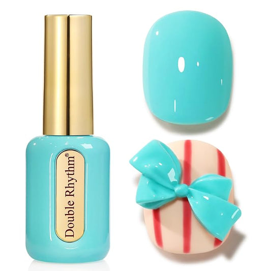 Double Rhythm 0.50 OZ Gel Polish Hema Free Same Color Same Bottle Golden Round Translucent Neutral Natural Milky 15 ML Jelly UV Polish Art DIY at Home (Pastel Blue-C1124)