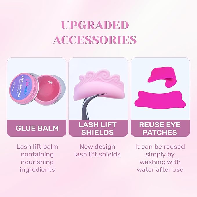 Libeauty Lash Lift Kit with Lash Glue Balm Eyelash Lift Kit & Brow Lamination Kit New Lash Lifting Pads Last Up 4-6 Weeks Tubular Precision Design Curling Perming Lotion & Liquid Set Home Perm Kit