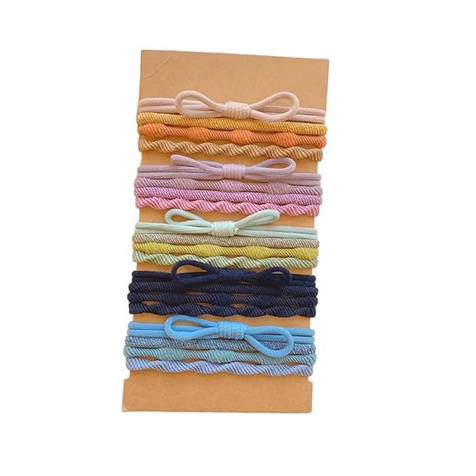Multistyle Hair Ties Set: Gentle High Elasticity Ponytail Scrunchie Bracelet for Women (17-Bow Threaded Set:20, One Size)