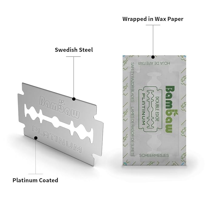 Safety Razor Blades | Swedish Steel Replacement Razor Blades | 100 Pack - 18 to 24 months supply | Bambaw